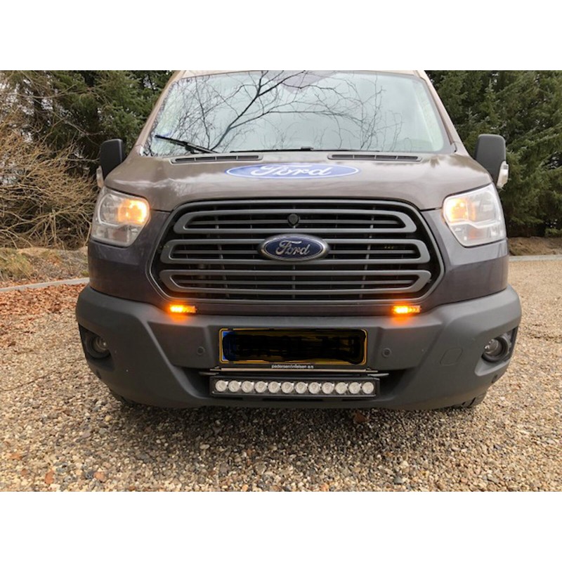 LED Flash-lampe 6x3W. Amber. 9-30v. Die-cast bundplade. IP67. Natsænkning.ECE R65. R10. 26 blinkmønster. 3m ledning