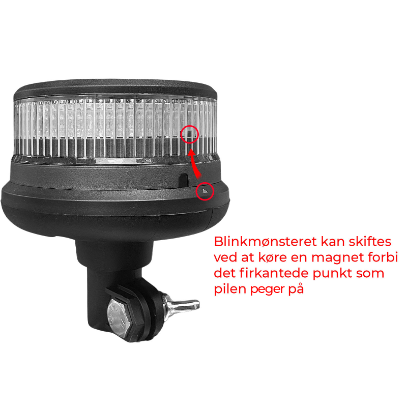 RAPTOR LED beacon - Klar linse og gult blink, til stangmontering