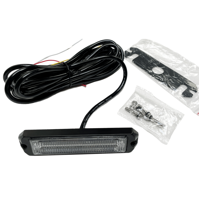 LED Flash-lampe 6x3W. Amber. 9-30v. Die-cast bundplade. IP67. Natsænkning.ECE R65. R10. 26 blinkmønster. 3m ledning