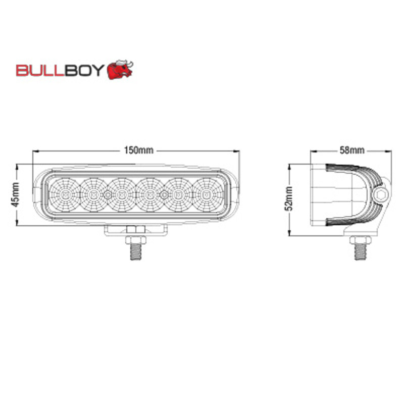 BULLBOY LED WORK/REVERSE COMBI. R23 godkendt arbejds/baklygte 18W. 989lumen. 6000K. 9-32v. IP67