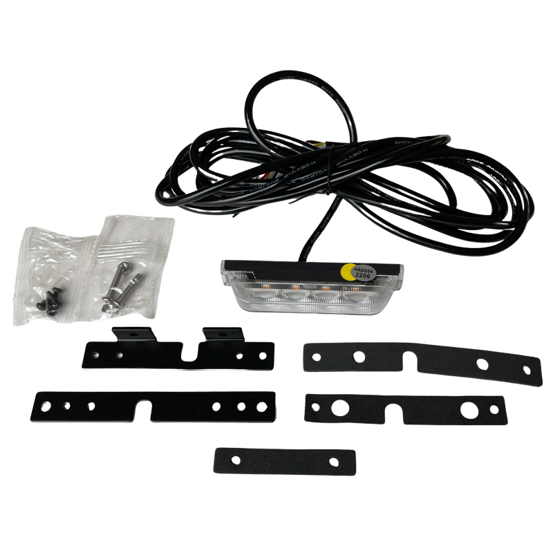 LED Flash. Slim Front. 4x3W. 9-30v. R10. ECE R65. SAE J595 Class1. Natsænkning.  IP67. 21 blink mønstre. 3m ledning