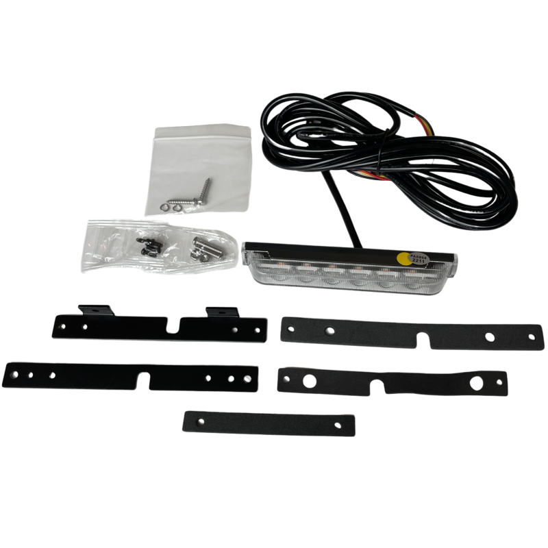 LED Flash. Slim Front. 6x3W. 9-30v. R10. ECE R65. SAE J595 Class1. Natsænkning. IP67. 21 blink mønstre. 3m ledning