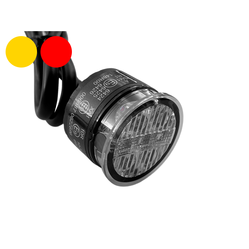 LED Rund Kombi Flash Gul - Markering Rød