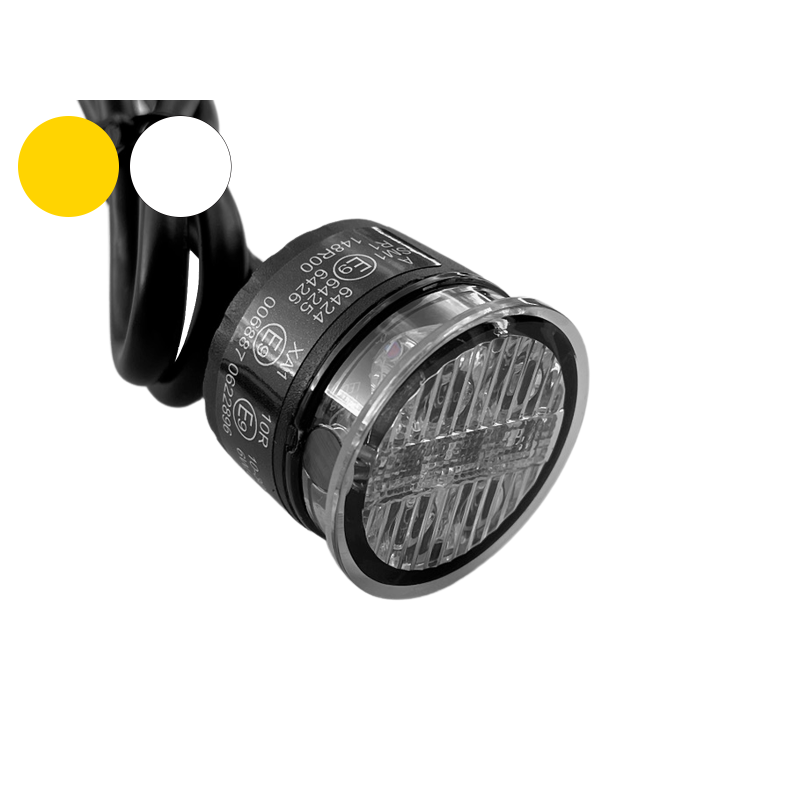 LED Rund Kombi Flash Gul - Markering Hvid