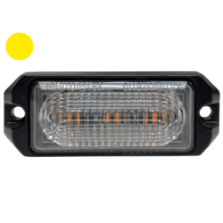LED Flash-lampe 3x3W. Amber. 9-30v. Die-cast bundplade. IP67. Natsænkning.ECE R65. R10. 26 blinkmønster. 3m ledning
