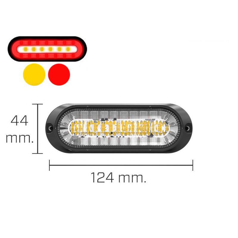 LED flash Rød/Gul. Flash og rød markeringslys. 5m kabel
