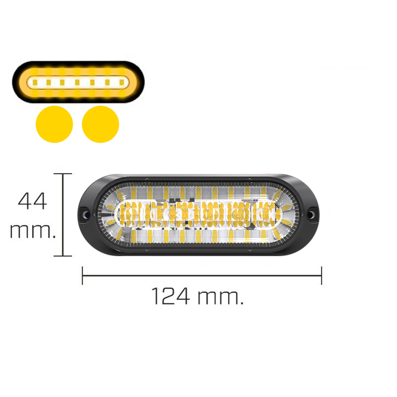 LED flash Gul/Gul. Flash og markeringslys. 5m kabel