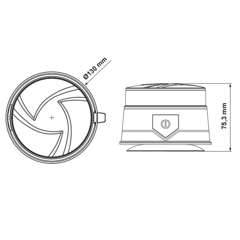 Truck Vision LED Beacon. Opladelig. Magnet montering