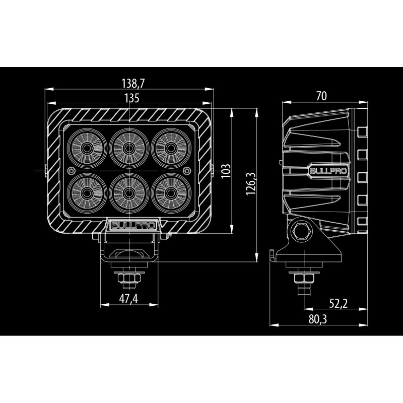 BULLPROLED arbejdslampe 120W Spot