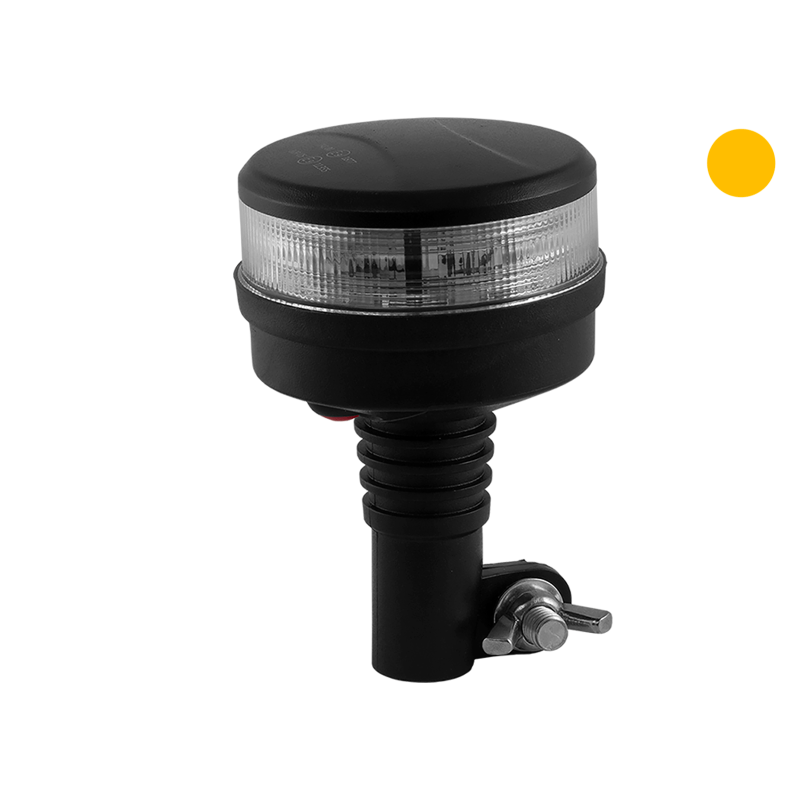 LED Advarselsblink. Beacon m/klar glas. Stangmontering. 27w. 12/24v. 10 blinkmønster. ECE R65. R10. IP67. 391g. 92x139mm