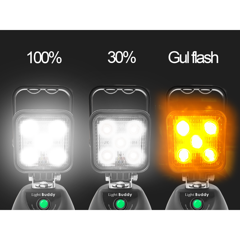 Mobil LED arbjdslampe m/magnetfod samt indbygget advarselsblink