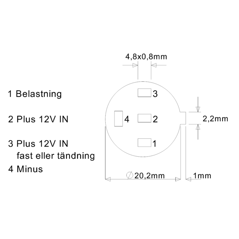 Afbryderkontakt 12V. løft. belyst symbol