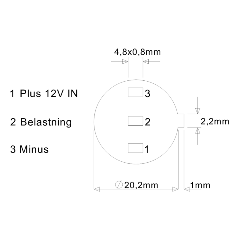 Afbryderkontakt 12V. tip op. med fjeder. belyst
