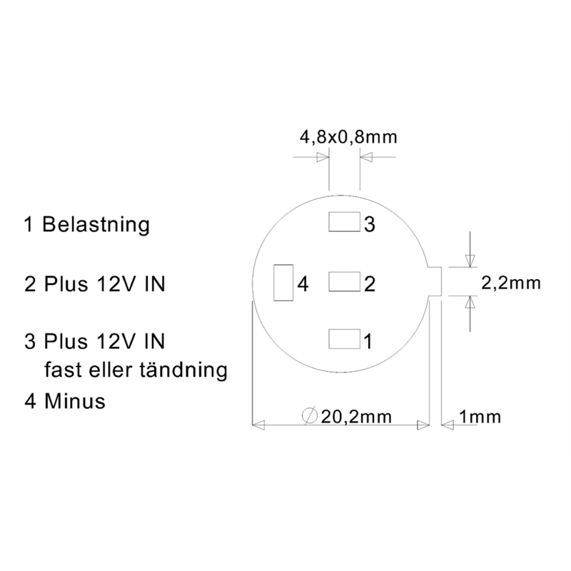 Afbryderkontakt 12V. forlygter. belyst symbol