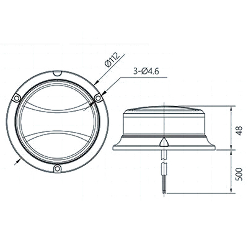 LED Flashing BEACON m/klar glas