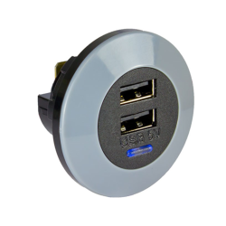 USB udtag dobbelt, forsænket 12 & 24V DC