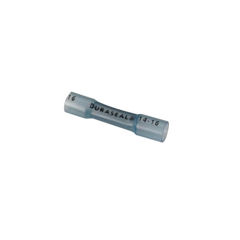 Isoleret Pressemuffe/samlemuffe 2,5mm Blå - med krympeflex og lim - 100 stk.