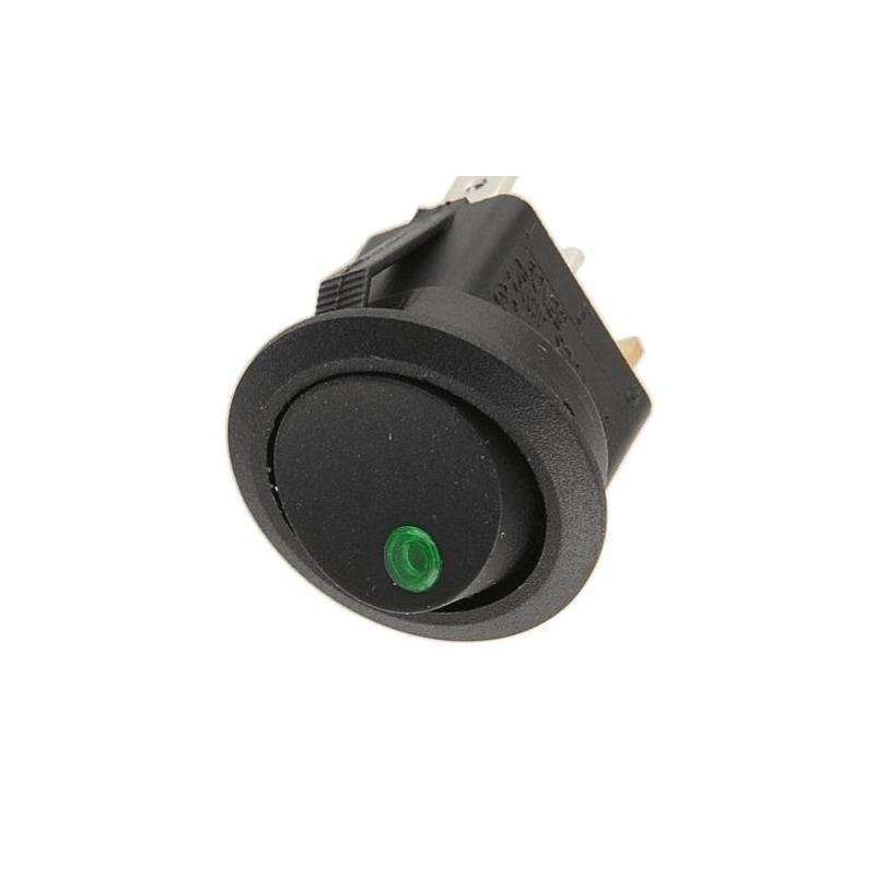 Afbryder Sort med GRØN diode - 1/0