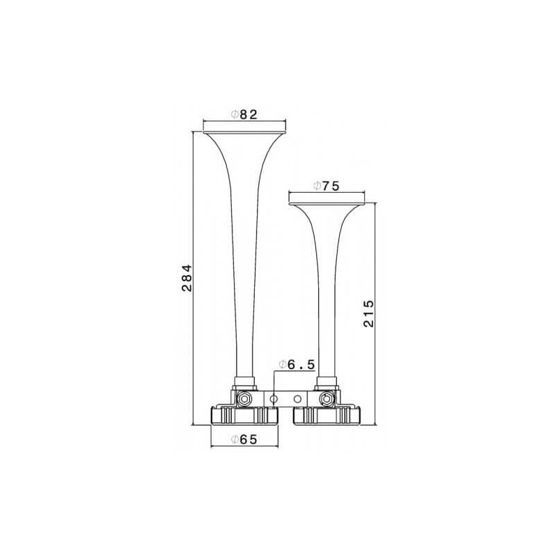 Fiamm HI-LO Horn - 2 tonet kompresser - 12/24V til 2 eller 4 horn tragte