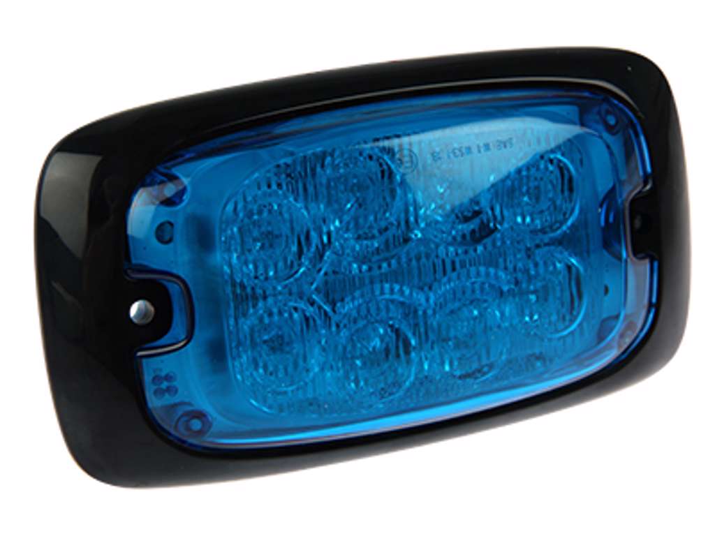 Horisontal LED flash med blåt blink og glas