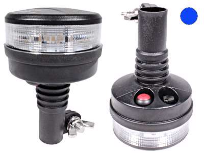 LED Flash Beacon m/klar glas til stangmontage - blåt blink