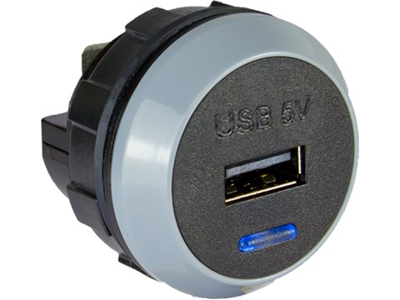 USB udtag enkelt, forsænket 12 & 24V DC