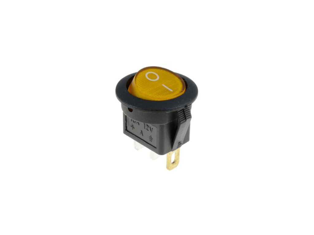 Afbryder med GUL knap og diode - 1/0