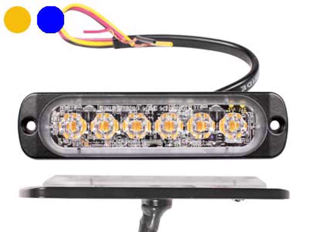 Super slim horisontal LED flash med blåt og gult blink, ST6