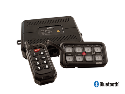 Switch Panel. 12-24V. 8 udgange. IP65.  inkl 50 stk symboler. Bluetooth. Trådløs Fjernbetjening. 
