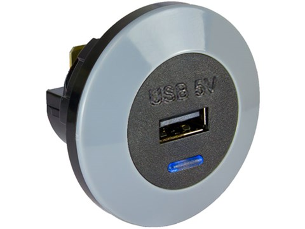 USB udtag enkelt, forsænket 12 & 24V DC