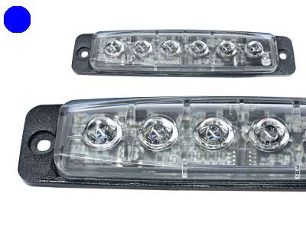 Slim horisontal LED flash med blåt blink