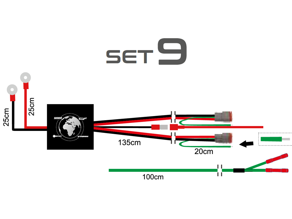 KABELKIT FOR 2 x LED m/3pin DT stik