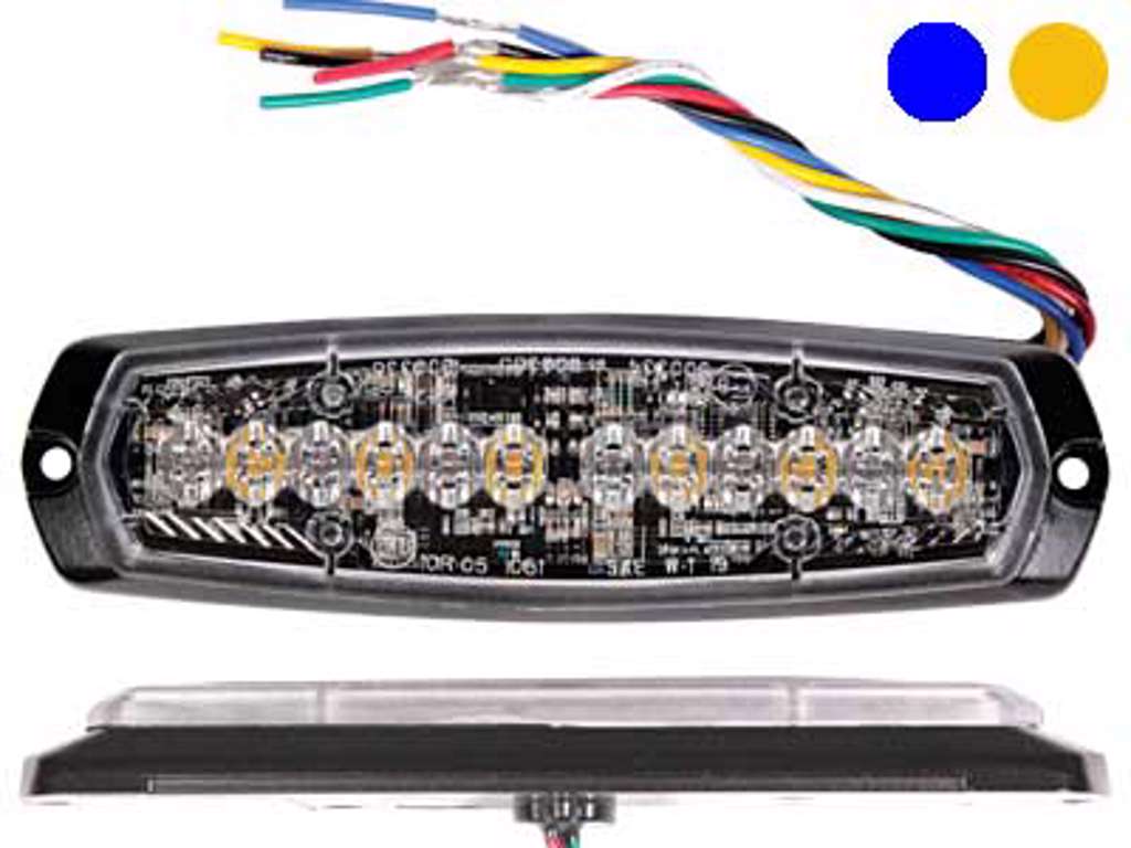 AXIXTECH horisontal LED flash med blåt blink