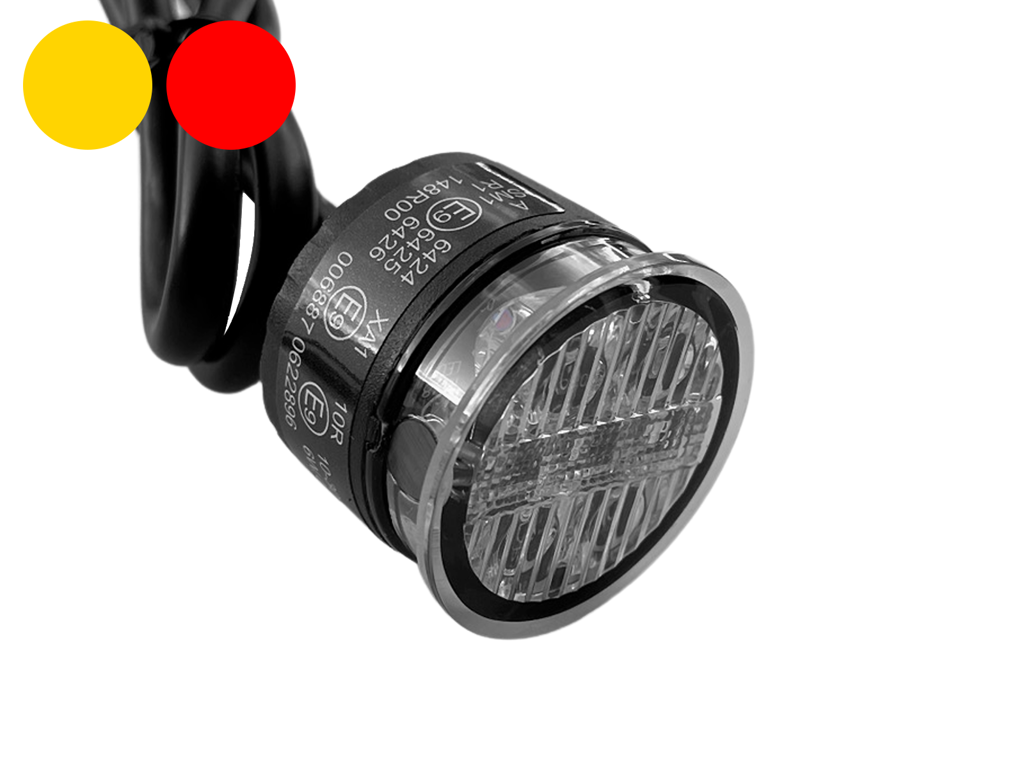 LED Rund Kombi Flash Gul - Markering Rød