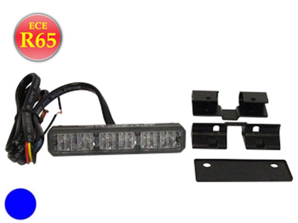 Horisontal LED flash-lampe, blåt blink