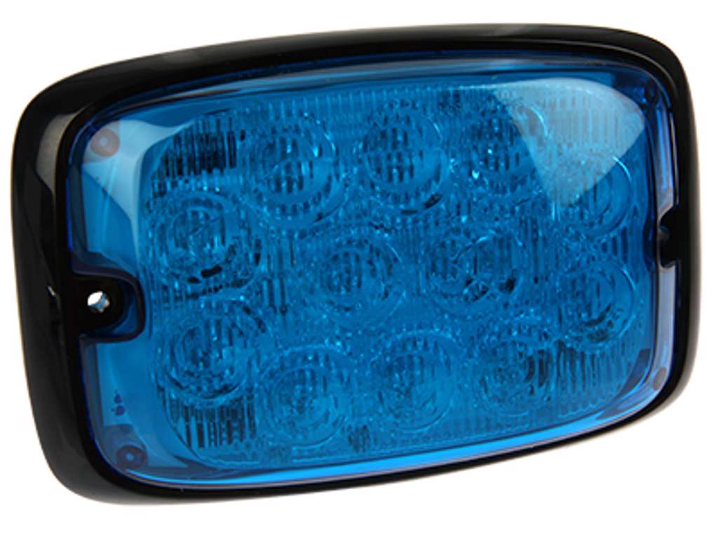 Horisontal LED flash med blåt blink og linse, R6