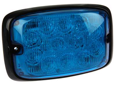 Horisontal LED flash med blåt blink og linse, R6
