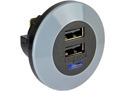 USB udtag dobbelt, forsænket 12 & 24V DC