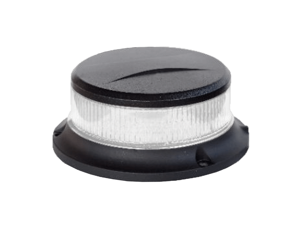 LED Beacon med gult blink og klart glas, kompakt design, Ø12, R65, 12-24V