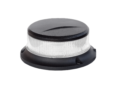 LED Beacon med gult blink og klart glas, kompakt design, Ø12, R65, 12-24V