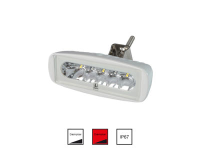 LED-dækslys. Caprera2 med indbygget dimmer. Hvidt/rødt lys. 10-30V.