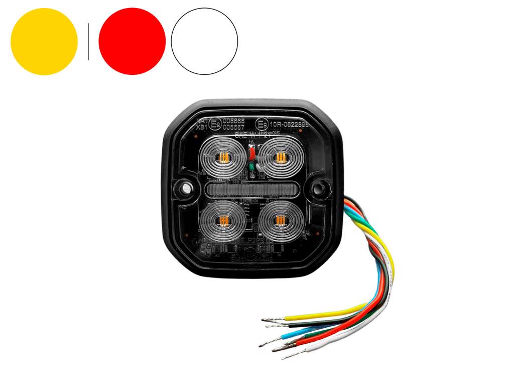 LED Slim Kombi Flash Gul - Markering Rød/Hvid