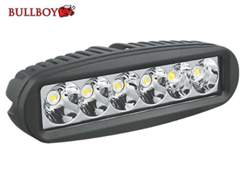 Aflang slim LED arbejdslampe 6x3W, 12-30V, IP67