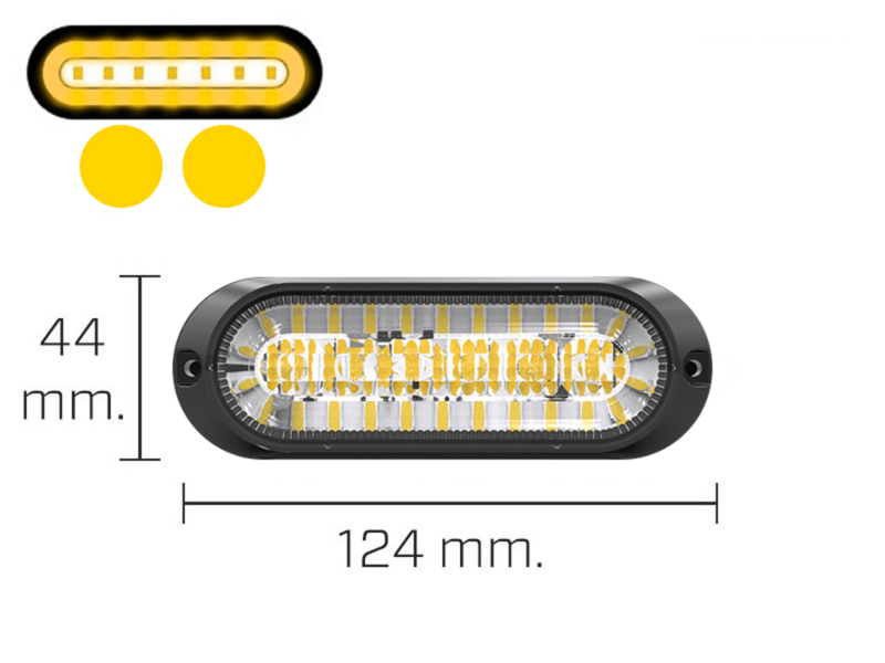 Flash Lampe 2-i-1 (Gul/Gul) Med 6+20 LED, IP67 - Flash & Markeringslys
