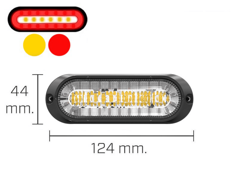 Flash Lampe 2-i-1 (Gul/Rød) Med 6+20 LED, IP67 - Flash & Markeringslys